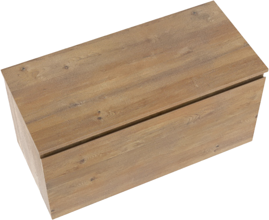 Linie Lado hängendes Möbelstück Set: 100 x 46 cm, Naturbelassene Eiche, mit Lado Einzel- oder Doppel Waschtischplatte, Melamin Naturbelassene Eiche