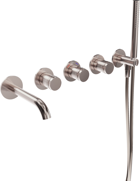 Blaufoss Pavilion Unterputz-Badewannenarmatur: Brushed CoolMetal, inkl. Handbrauseset und Einbauelement
