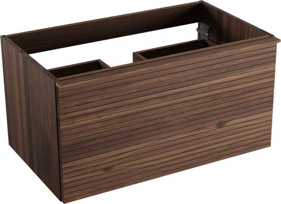 Balmani Forma zwevende wastafelonderkast 90 x 55 cm Amerikaans notenhout 2 lades horiz. sym. groef