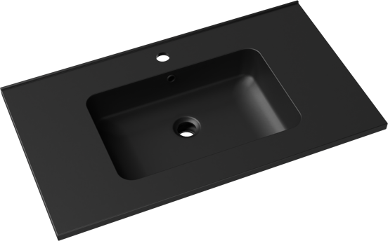Linie Vano plan simple marbre composite noir mat 80 x 46 cm
