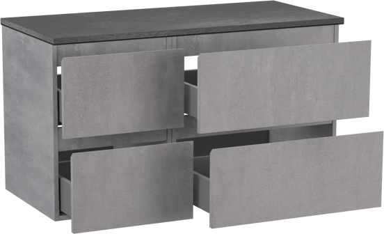 Linie Lado hängendes Möbelstück Set: 100 x 46 cm, Beton dunkelgrau, mit Lado Einzel- oder Doppel Waschtischplatte, Melamin Schiefergrau