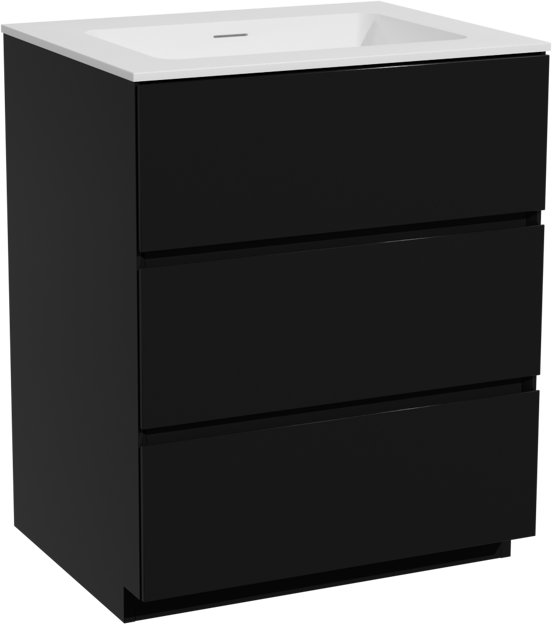 Storke Edge meuble salle de bains à poser 65 x 52 cm noir mat avec Mata plan simple en solid surface blanc mat