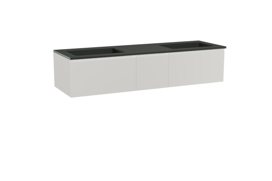 Storke Edge meuble salle de bains suspendu 165 x 52 cm blanc mat avec Scuro double vasque en quartz noir mat