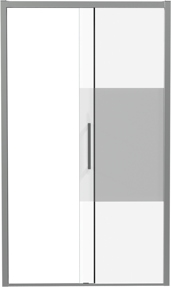 Luca Varess Senses rechtse douche schuifdeur 120 x 200 cm helder glas met matte strook glans chroom profiel