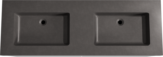 Storke Edge meuble salle de bains à poser 150 x 52 cm blanc brillant avec Scuro High double vasque en quartz noir mat