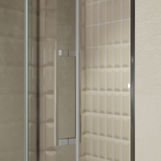 Balmani Senses Design douche draaideur links 120 cm x 210 cm Reflex spiegelglas, Chroom profielen, met coating