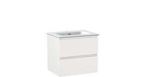 Linie Lado meuble salle de bains suspendu 60 x 46 cm blanc mat avec Baro plan simple en porcelaine blanc mat