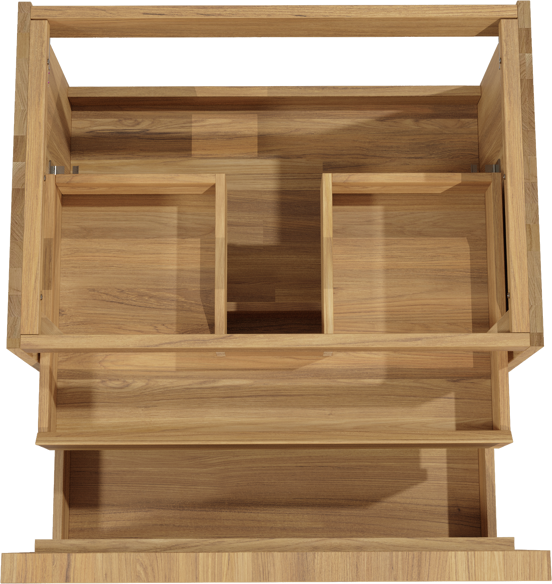 Balmani Forma zwevende wastafelonderkast 75 x 55 cm teakhout 2 lades vert. sym. groef