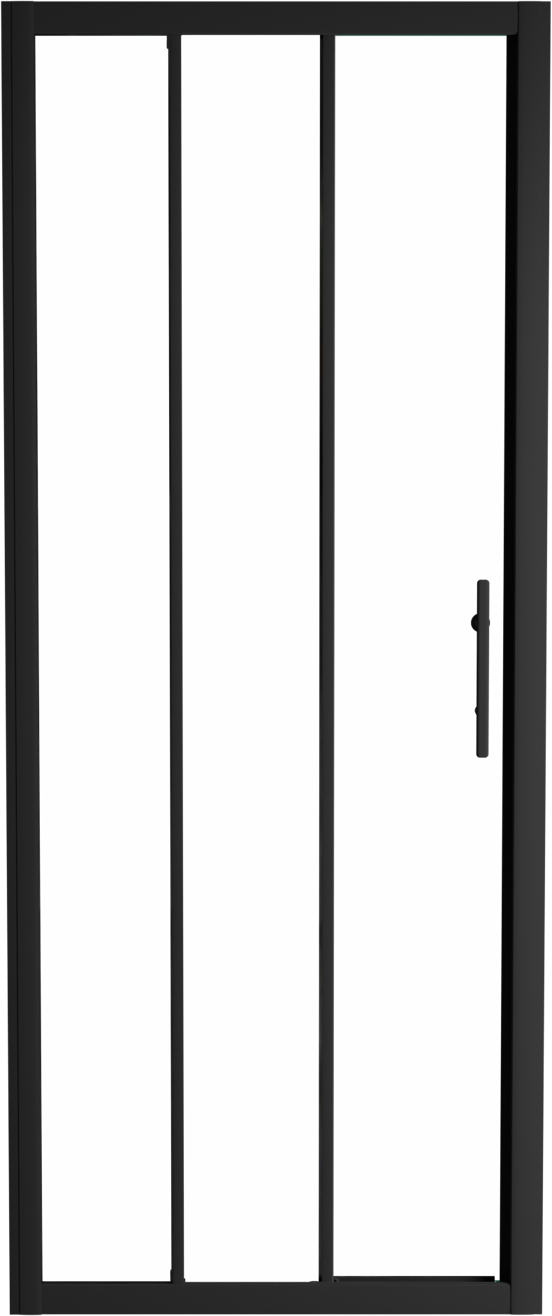 Linie Cadiz dreiteilige Dusche Schiebetür 80 cm x 190 cm Klarglas matt Schwarz profil
