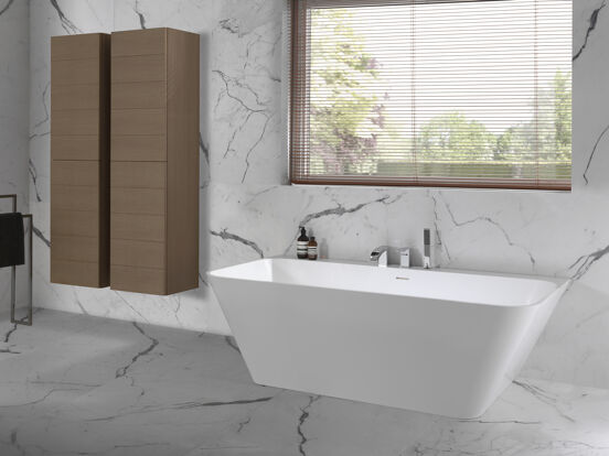 Balmani Zigga halfvrijstaand bad 180 x 85 cm Solid Surface mat wit