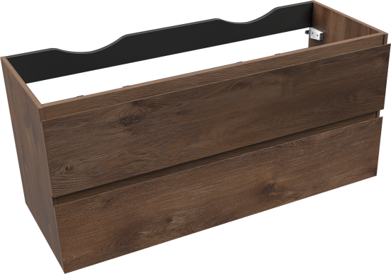 Linie Lado zwevende wastafelonderkast 120 x 46 cm bruine eik 2 lades