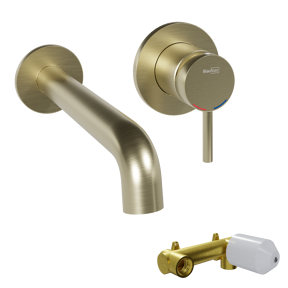 Blaufoss Round robinet de lavabo à encastrer Brushed Champagne Gold incl élément intégré