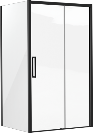 Luca Varess Senses douchehoek met schuifdeur en vaste zijwand 120 x 100 cm helder glas mat zwart profiel