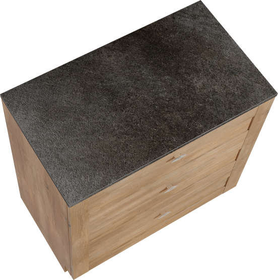 Linie Classo meuble salle de bains à poser 80 x 46 cm chêne naturel avec Lado tablette simple en mélaminé ardoise gris