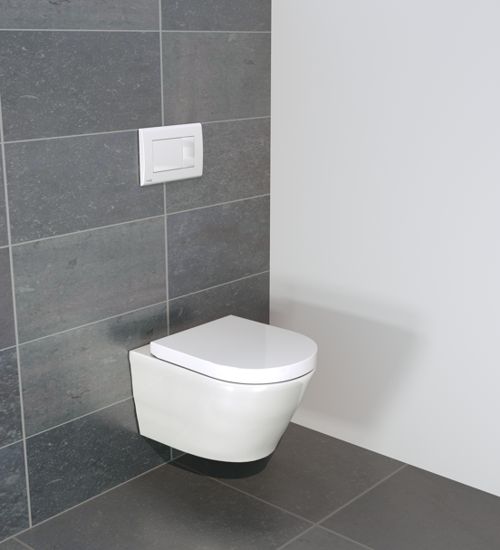 Luca Varess Calibro hangtoilet glanzend wit met spoelrand, inclusief isolatieset