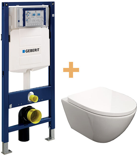 WC Set: Luca Varess Moreno SilentFlush Hänge WC, spülrandlos, Geberit Duofix UP320 Sigma Spülkasten