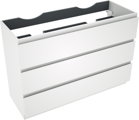 Linie Lado staande wastafelonderkast 120 x 46 cm mat wit 3 lades 2 sifonuitsparingen