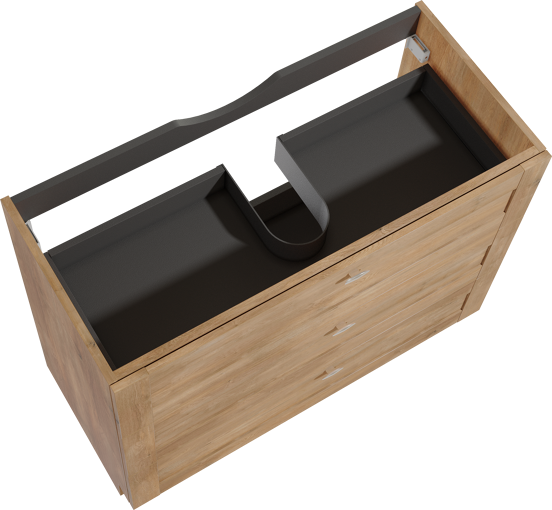 Linie Classo stehender Waschbeckenunterschrank: 100 x 46 cm, Eiche Natur, 3 Schubladen