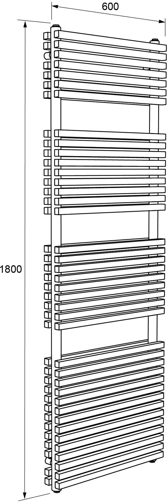 Vipera Vesuvio doppel Handtuchheizkörper 60 x 180 cm elektrische Heizung weiß matt Seiten- und Mittelanschluss 2.500W, inkl. Widerstand, nicht für Deutschland geeignet