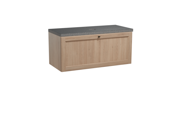 Balmani Lemon zwevend badkamermeubel 120 x 55 cm verweerde eik met Rock enkel tablet in graniet zwart