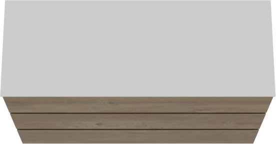 Storke Edge staand badkamermeubel 120 x 46 cm ruwe eik met Tavola enkel of dubbel tablet in solid surface mat wit