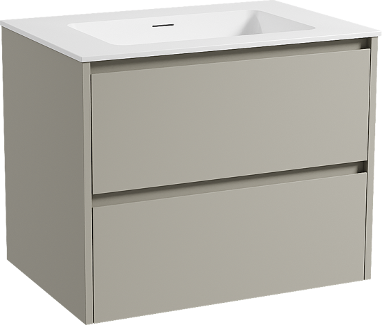 Storke Seda meuble salle de bains suspendu 75 x 52 cm soie grise avec Mata plan simple en solid surface blanc mat