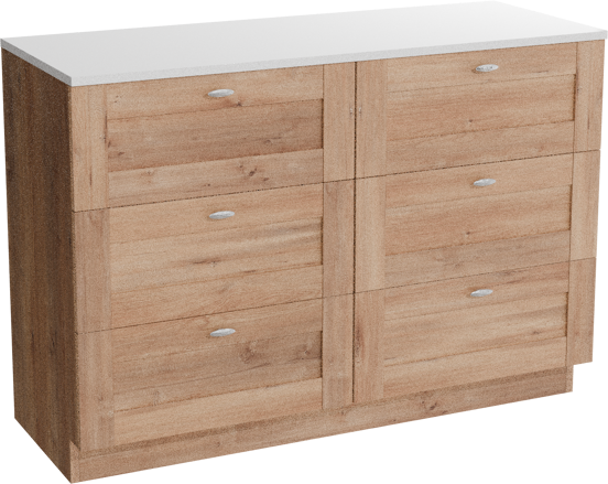 Linie Classo meuble salle de bains à poser 120 x 46 cm chêne naturel avec Lado tablette double en marbre composite blanc mat