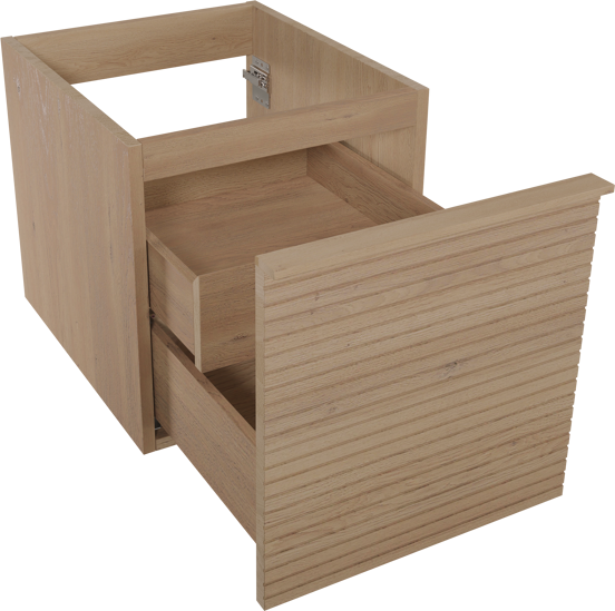 Balmani Forma meuble sous-vasque suspendu nervure horizontale 45 x 55 cm chêne naturel 2 tiroirs