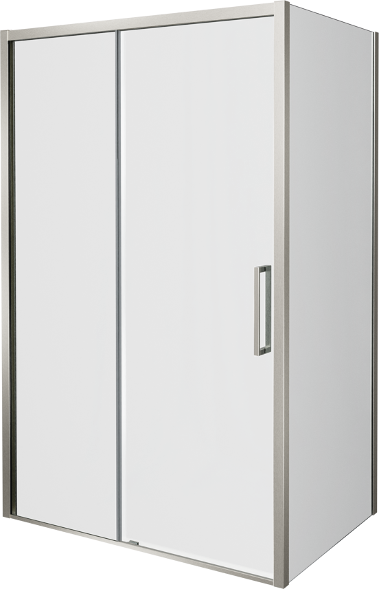 Balmani Senses Design douchehoek met linkse schuifdeur en vaste zijwand, 160 x 90 cm, Helder glas, Brushed CoolMetal profielen