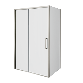 Balmani Senses Design douchehoek met linkse schuifdeur en vaste zijwand, 160 x 80 cm, Helder glas, Brushed CoolMetal profielen