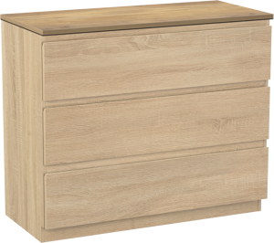 Linie Lado meuble salle de bains à poser 100 x 46 cm chêne blanc avec Lado tablette simple ou double en mélaminé chêne naturel