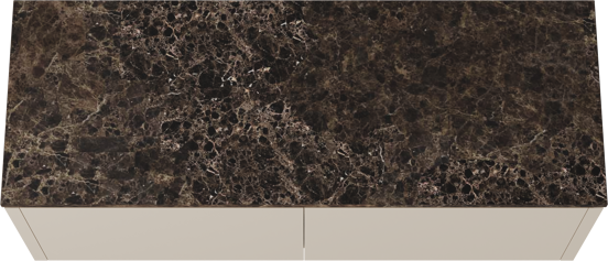 Balmani Eclips hängendes Möbelstück Set: 150 x 55 cm, Sandbeige, mit Stretto Einzel- oder Doppel Waschtischplatte Marmor Dark Emperador