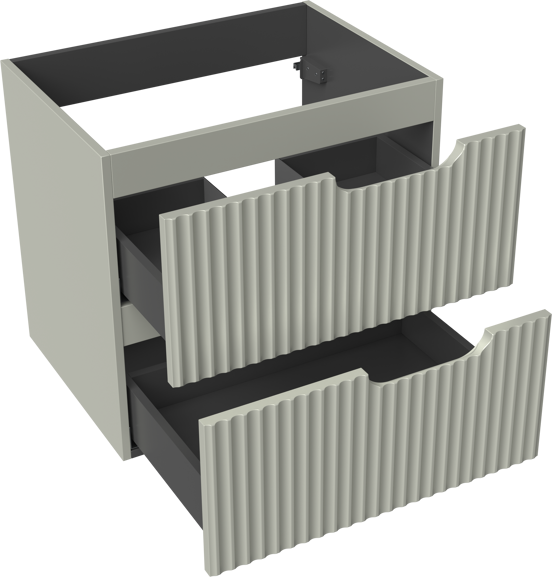Linie Ribbo zwevende wastafelonderkast 60 x 46 cm greige 2 lades