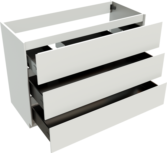 Storke Edge meuble sous-vasque a poser 120 x 52 cm blanc mat 3 tiroirs 2 découpés de siphon