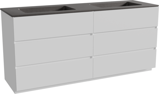 Storke Edge meuble salle de bains à poser 170 x 52 cm blanc mat avec Scuro double vasque en quartz noir mat