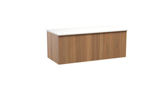 Balmani Forma meuble salle de bains suspendu 120 x 55 cm teck avec Stretto tablette simple ou double en solid surface blanc mat, Nervure droite symétrique verticale