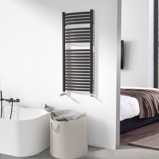Vipera Kanza Rx sèche-serviettes simple 50 x 120 cm chauffage électrique noir mat raccordement latéral 521W, résistance incluse