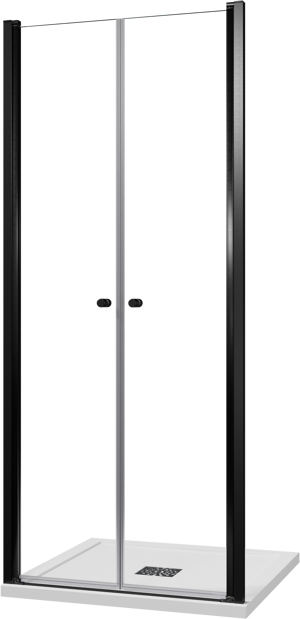 Luca Varess Kuresa porte battante 90 x 200 cm verre transparent profil noir mat