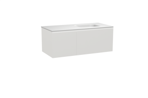 Balmani Idra meuble salle de bains suspendu 120 x 55 cm blanc mat avec Tablo Arcato vasque asymétrique droite en solid surface blanc mat