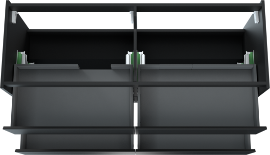 Storke Seda hängender Waschbeckenunterschrank: 150 x 52 cm, Schwarz matt, 4 Schubladen