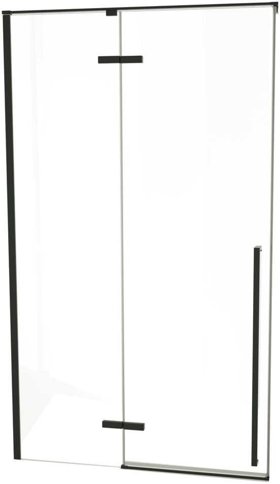 Luca Varess Stilus douchecabine met linkse draaideur en 2 vaste zijwanden 120 x 90 cm helder glas mat zwart profiel - deur en hardware