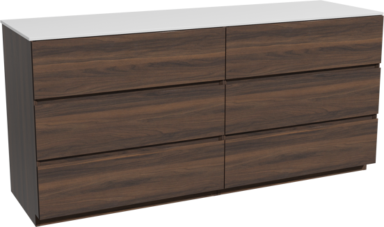 Storke Edge staand badmeubel 170 x 52 cm notenhout met Tavola enkel of dubbel wastafelblad in solid surface mat wit