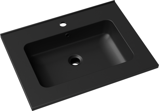 Linie Vano plan simple marbre composite noir mat 60 x 46 cm