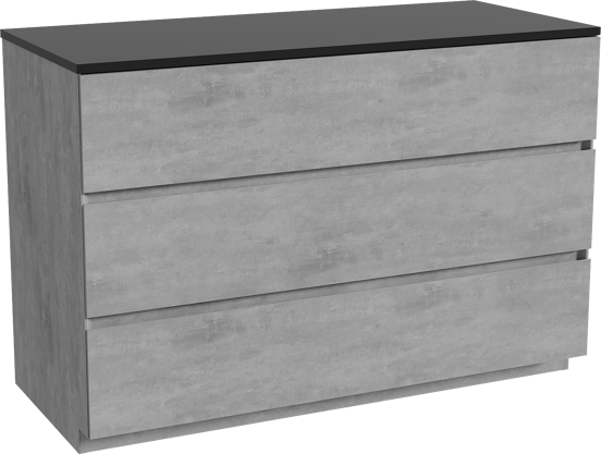 Storke Edge staand badkamermeubel 120 x 52 cm beton donkergrijs met Panton enkel of dubbel tablet in gepoedercoate mdf mat zwart