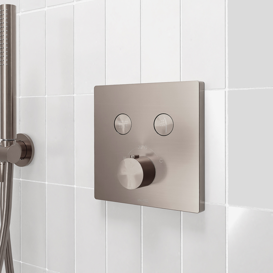 Blaufoss Smartbox Switch-Line Thermostat-Duscharmatur: Unterputz, für 2 Verbraucher, Brushed CoolMetal, Einbauelement inklusive