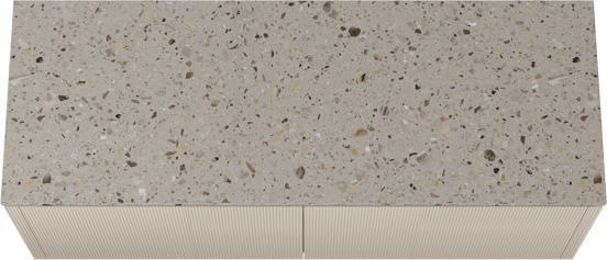 Balmani Eclips meuble salle de bains suspendu 150 x 55 cm Sandbeige avec Stretto tablette simple ou double en Terrazzo greige, Nervure droite symétrique verticale