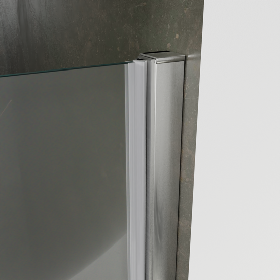 Luca Varess Kuresa porte pivotante 90 x 200 cm verre transparent profil chrome brillant
