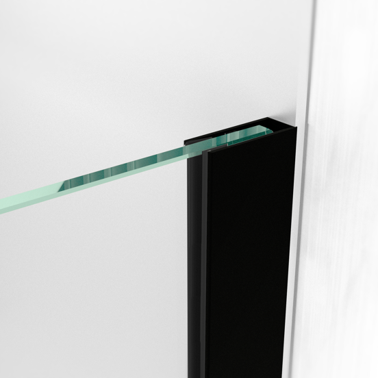 Linie Walk-In Walk-In Dusche: 140 x 200 cm, Klarglas, Schwarzes Profil, matt