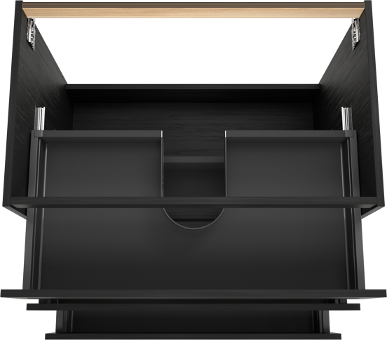 Balmani Lucida stehender Waschbeckenunterschrank: 90 x 55 cm, Eiche Schwarz, 3 Schubladen