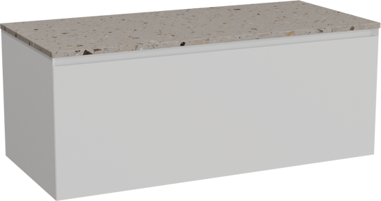 Balmani Idra meuble salle de bains suspendu 120 x 55 cm blanc mat avec Stretto tablette simple ou double en terrazzo greige terrazzo